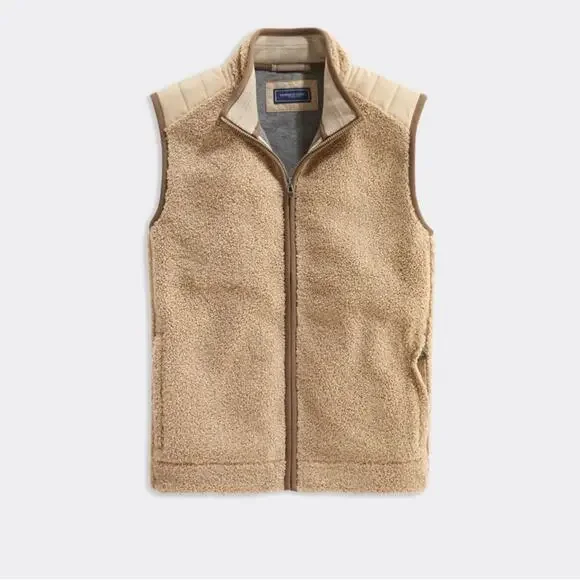 ๐ NWOT Vineyard Vines Nantucket Sherpa Vest Island Khaki Beige Tan Brown Medium - Picture 3 of 16